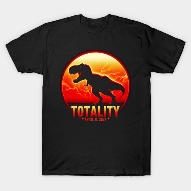 Dinosaur T-Rex Totality April 8 2024 Total Solar Eclipse T-Shirt by HBart